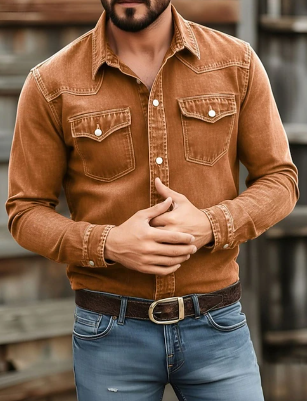 Maverick - Classic Button Up Long Sleeve Work Shirt