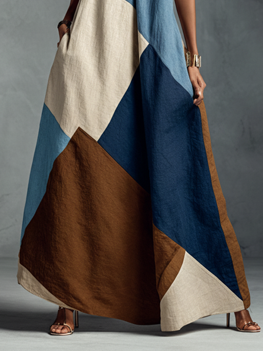 Camila - Bohemian Patchwork Halter Maxi Dress