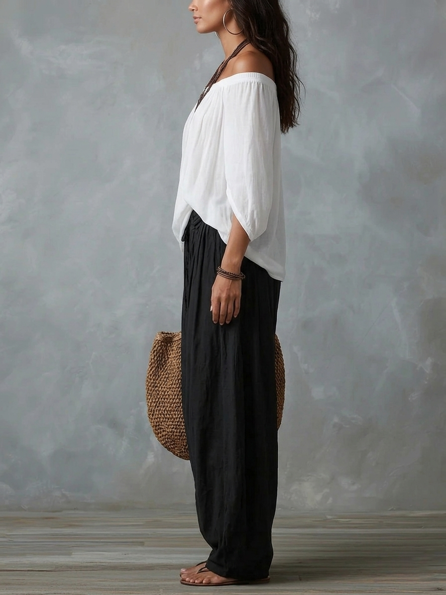 Giselle - Off Shoulder Top and Lantern Pants Two-Piece Set