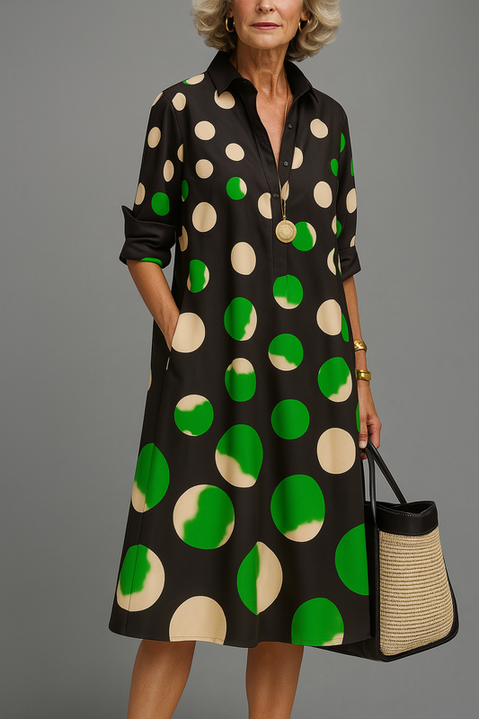 Elle - Versatile Midi Dress With Polka Dots