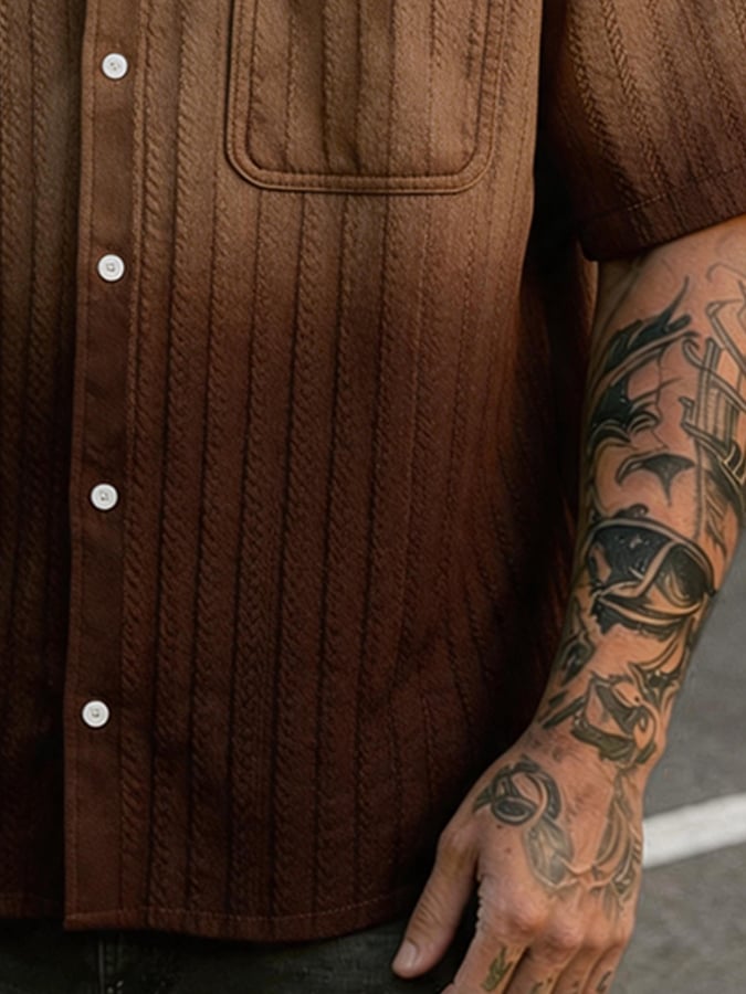 Brandon - Stylish Textured Short Sleeve Shirt