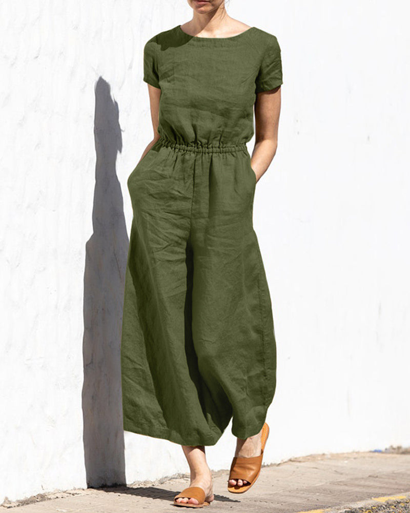 Julia - High Waist Short Sleeve Jumpsuit