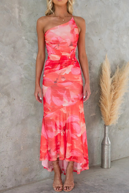 Elegancea - Flowing One Shoulder Dress