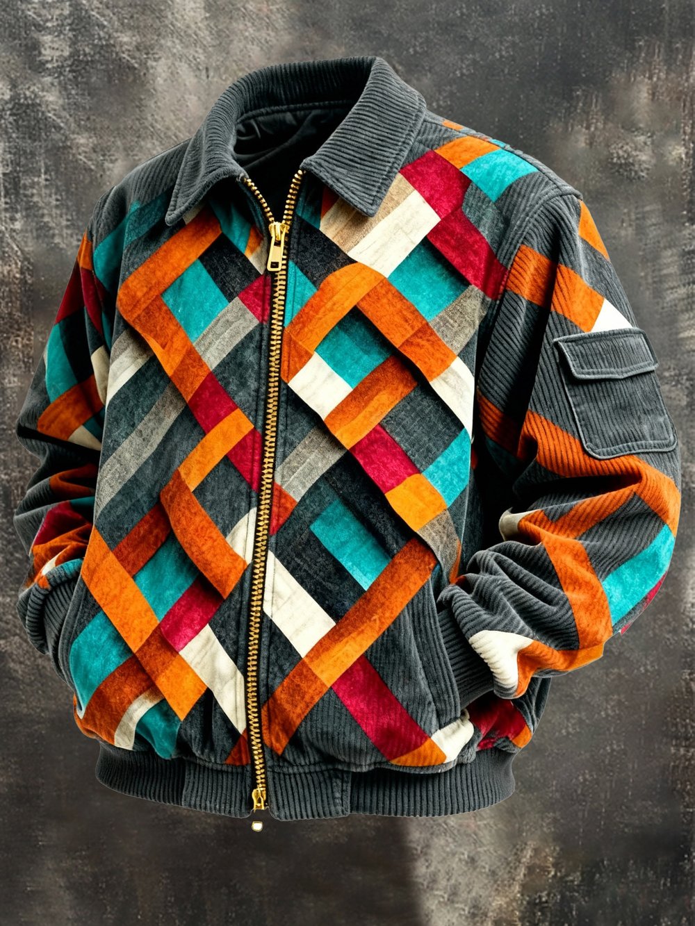 Norman - Men's Retro Color Block Zipper Jacket