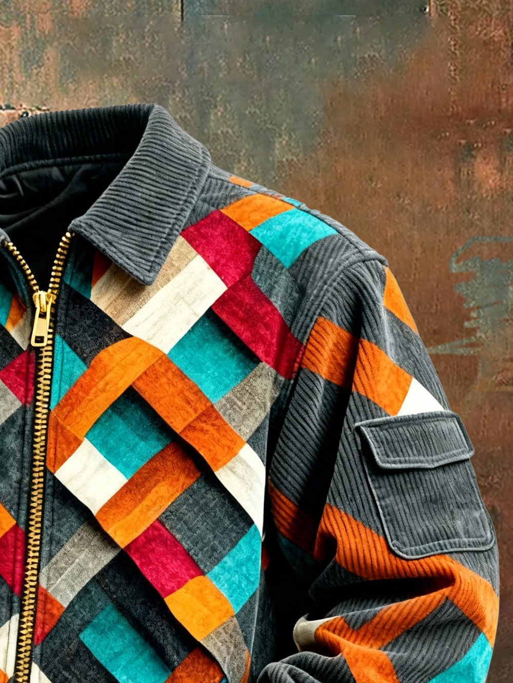 Norman - Men's Retro Color Block Zipper Jacket
