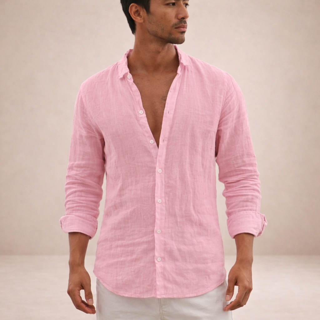 Lionel - Refined Men's Regular Fit Linen Button Down Shirt