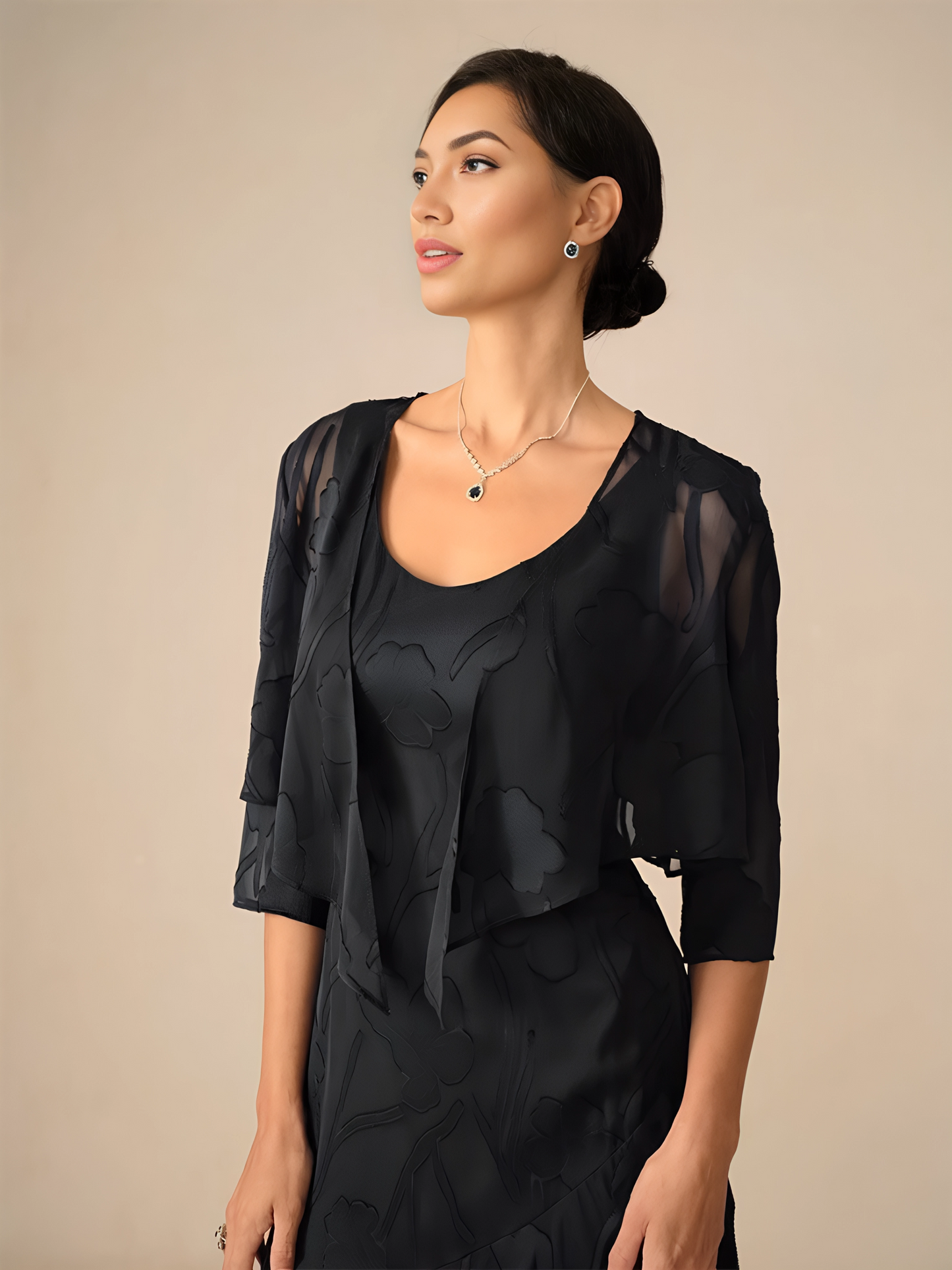 Zoe - Chiffon 3/4 Sleeve Shrug