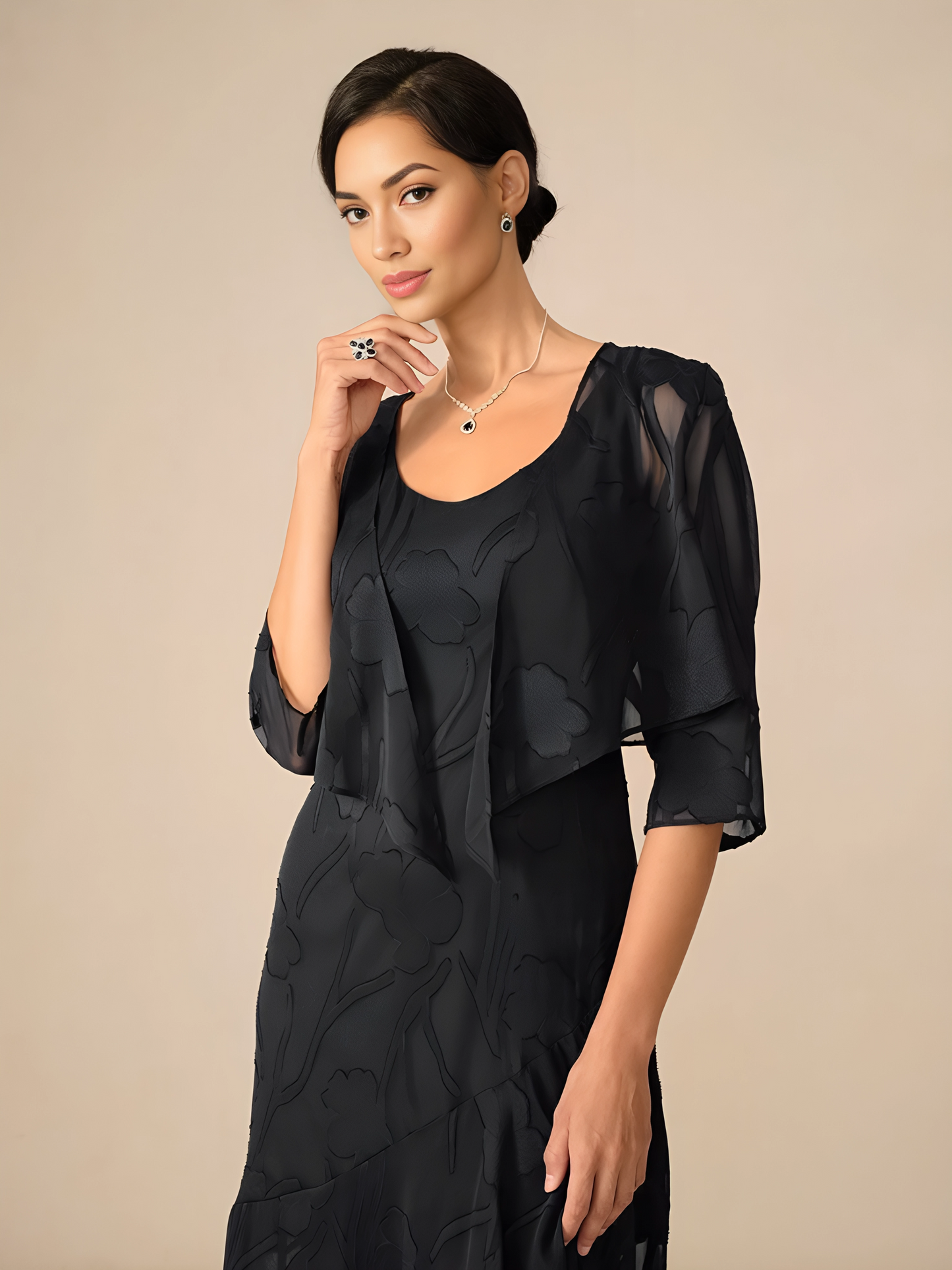 Zoe - Chiffon 3/4 Sleeve Shrug