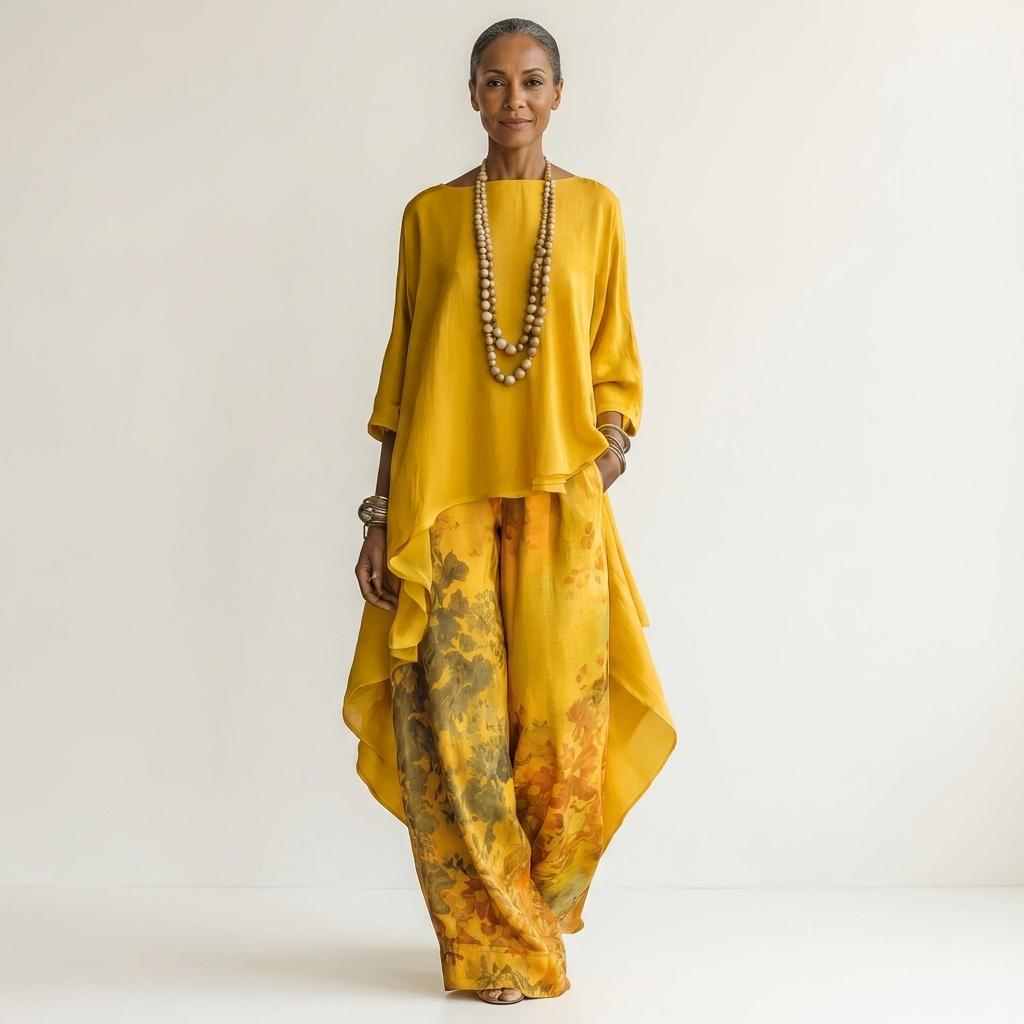 Elysian - Sophisticated Asymmetric Two Piece Tunic Set