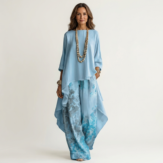 Elysian - Sophisticated Asymmetric Two Piece Tunic Set