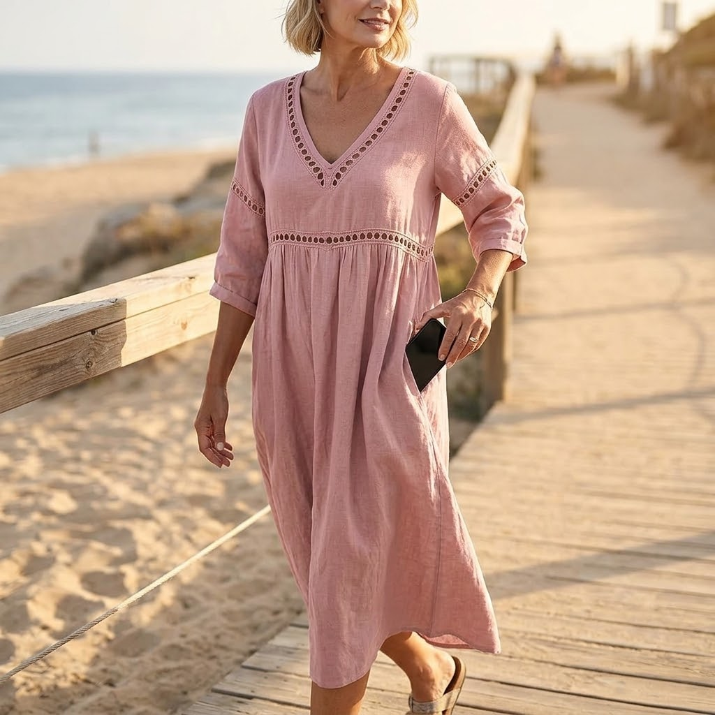 Rosie - Crochet Trim Midi Dress