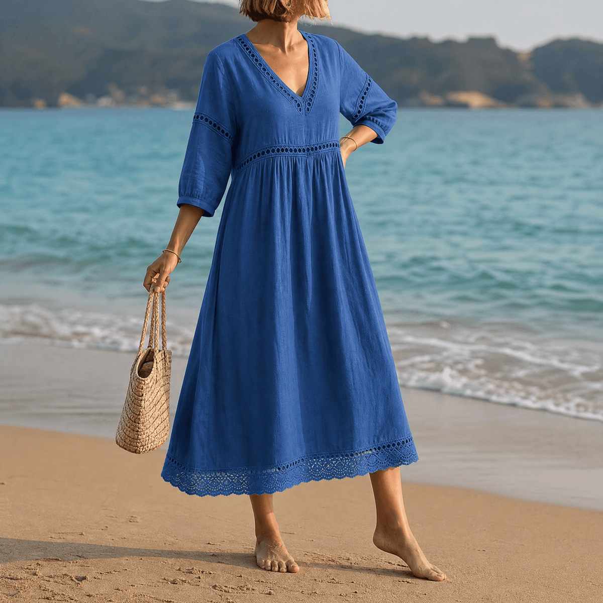 Rosie - Crochet Trim Midi Dress