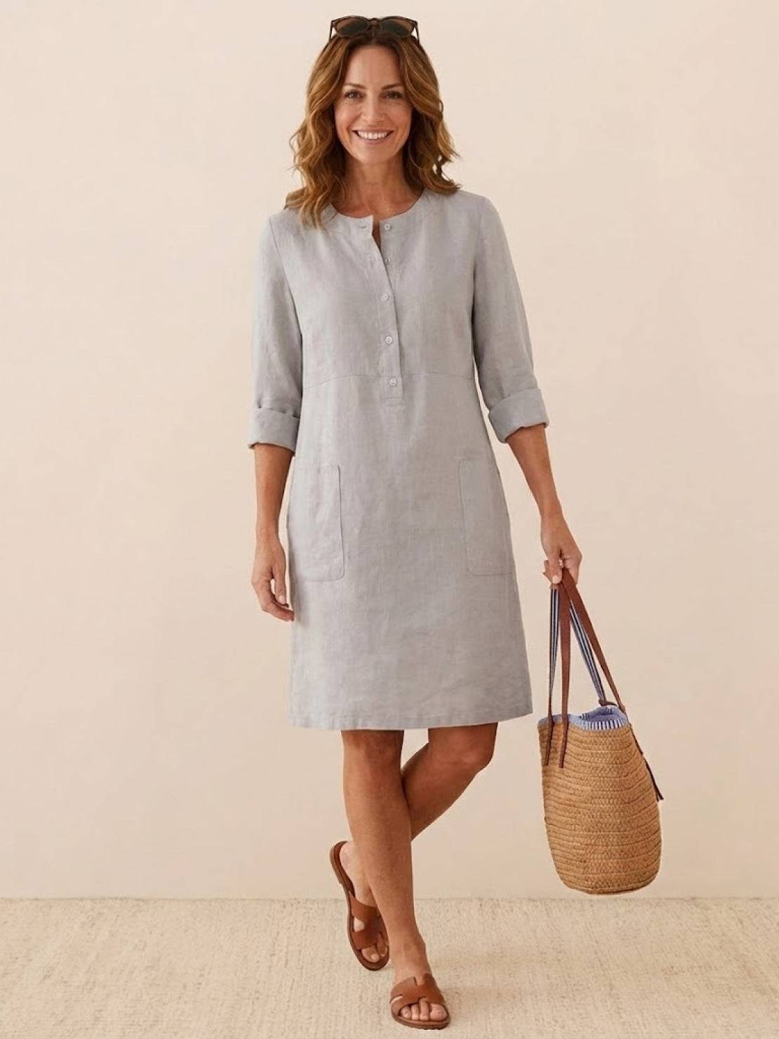 Erika - Round Neck Long Sleeve Everyday Dress