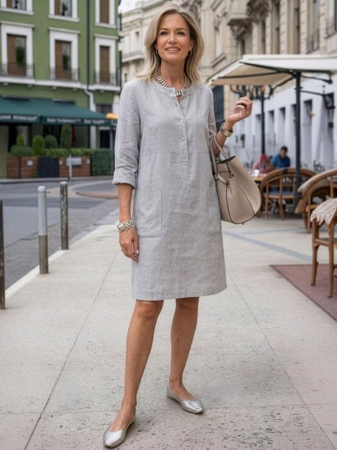 Erika - Round Neck Long Sleeve Everyday Dress
