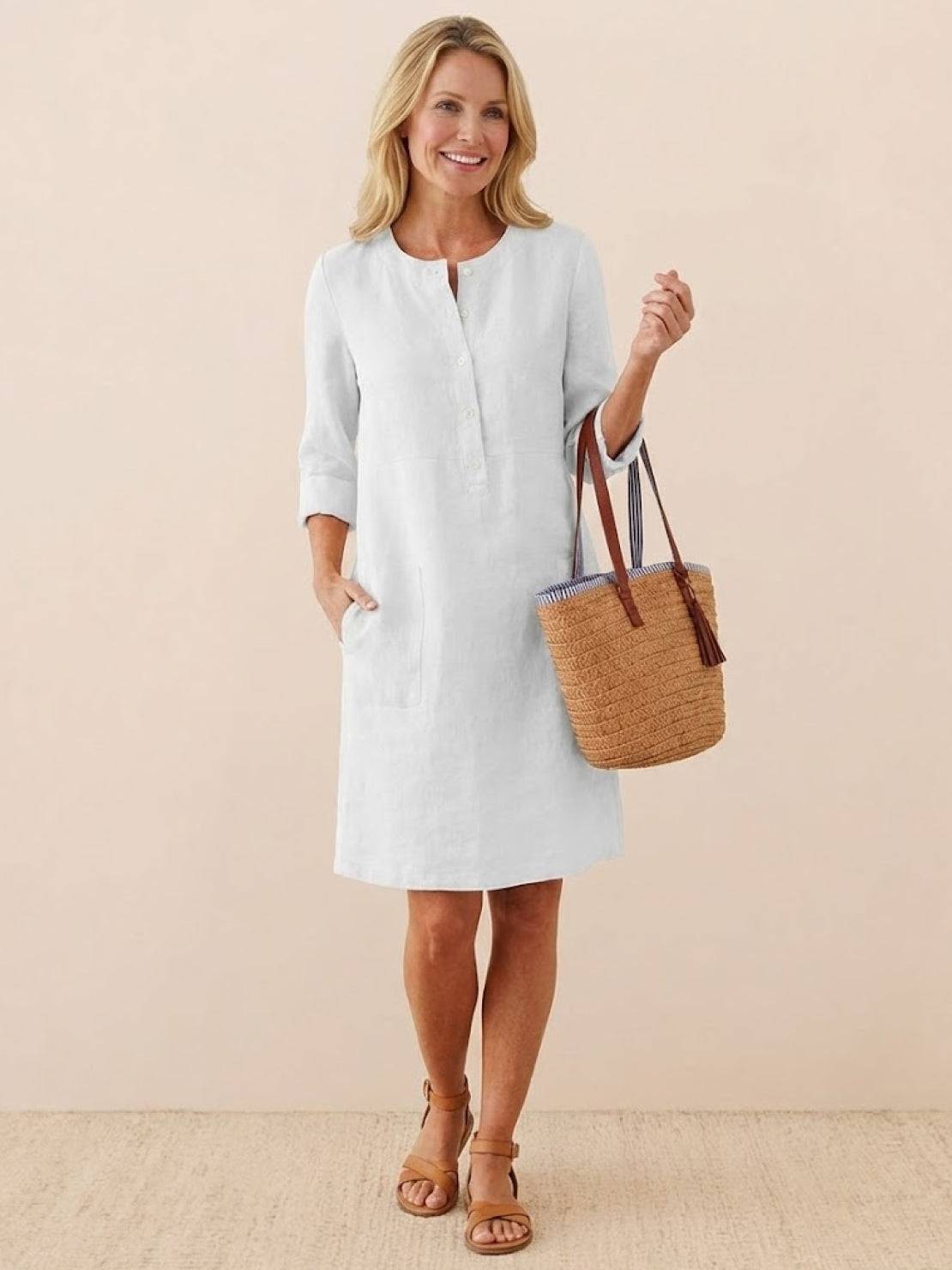 Erika - Round Neck Long Sleeve Everyday Dress