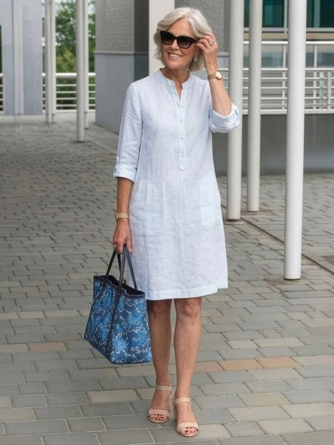 Erika - Round Neck Long Sleeve Everyday Dress