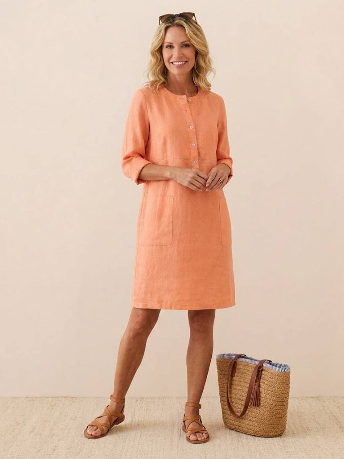 Erika - Round Neck Long Sleeve Everyday Dress