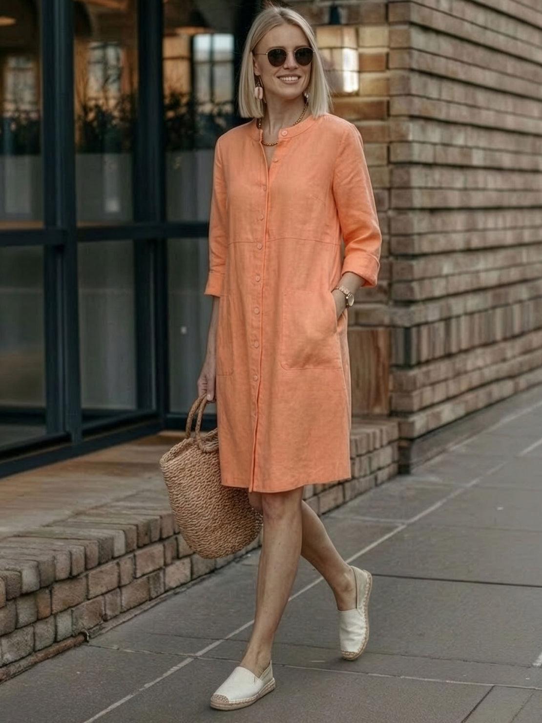 Erika - Round Neck Long Sleeve Everyday Dress