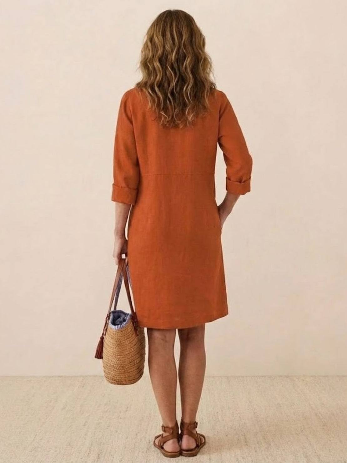 Erika - Round Neck Long Sleeve Everyday Dress