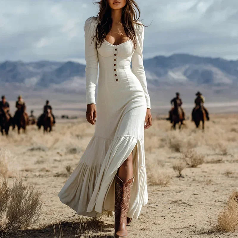 Bella - Flattering Long Pleated Knit Dress